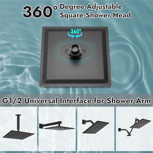 Midanya Square Rain Shower Head,High Pressure,Oil Rubbed Bronze 6 Inch | 360°Swivel,Ceiling or Wall Mount,Waterfall Full Body Coverage,Bathroom Remodel,Stainless Steel Large Rainfall Shower Head - color: Bronze, size: 6 Inch