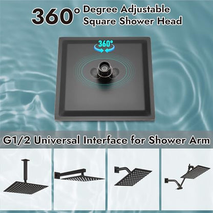 Midanya Square Rain Shower Head,High Pressure,Oil Rubbed Bronze 6 Inch | 360°Swivel,Ceiling or Wall Mount,Waterfall Full Body Coverage,Bathroom Remodel,Stainless Steel Large Rainfall Shower Head - color: Bronze, size: 6 Inch