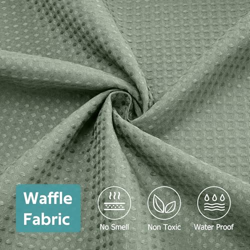 3 in 1 Shower Curtain Set, Waffle Shower Curtain and Liner Set with 12 Double Sided Shower Curtain Hooks, 258GSM Luxury Weighted Cloth Shower Curtains for Bathroom, 72 W x 72 H, Sage Green - color: Sage Green, size: 72"W x 72"L (Pack of 1)