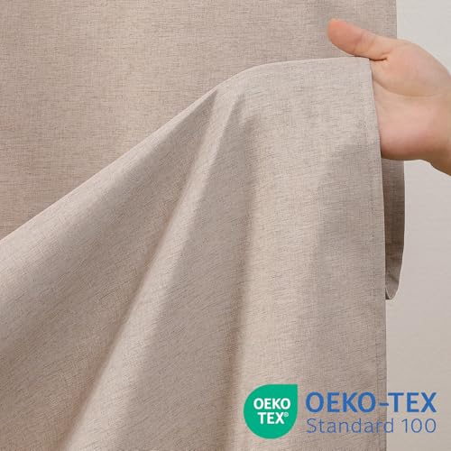 Linen-Like Shower Curtain, Waterproof Premium 250GSM Heavyweight Fabric, 72 x 72, with 12 Stainless Steel Hooks, Luxury Hotel Spa Bathroom Decor, Machine Washable, Weighted Hem, Khaki - color: Linen-khaki
