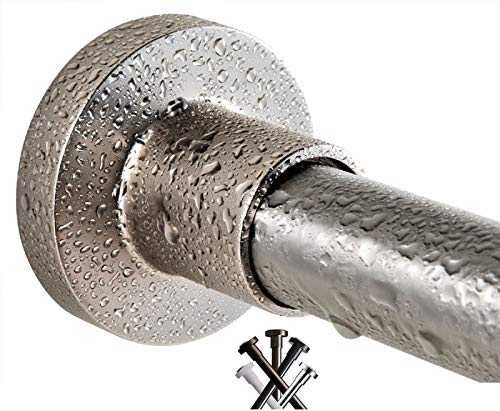 Tension Curtain Rod 43-73 Inches Brushed Nickel, Rustproof and Non-Slip and Heavy Duty Shower Curtain Rod for Window or Bathroom, 304 Stainless Steel - color: Nickel