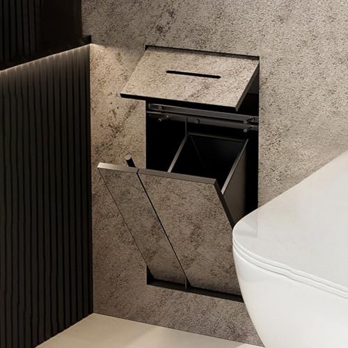 Recessed Toilet Paper Holder,Hidden Wall-Mounted Tissue, Trash Can Niche,Recessed Stainless Steel Wall Niche,Dispenser and Built-in Organizer,13.4 * 25.2 * 5.5in - size: 13.4*25.2*5.5in