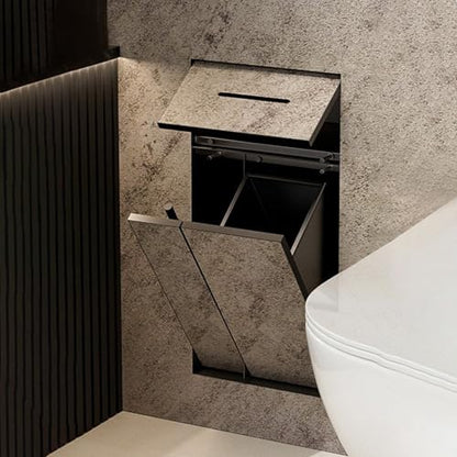 Recessed Toilet Paper Holder,Hidden Wall-Mounted Tissue, Trash Can Niche,Recessed Stainless Steel Wall Niche,Dispenser and Built-in Organizer,13.4 * 25.2 * 5.5in - size: 13.4*25.2*5.5in