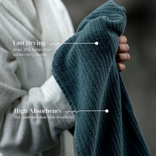 Luxury Performance 4-Piece Hand Towel Set | Patented Quick-Dry Tech | Ultra Soft | 16" W x 30" L | Ocean - color: Ocean, size: 4 Hand Towels