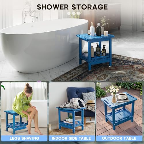 NALONE Shower Bench, HDPE Shower Stool for Shaving Legs (Navy Blue) | Indoor and Outdoor Use, All Weather and Long Last, Perfect for Inside Shower - size: Navy Blue