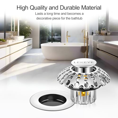 LEKEYE Tub Stopper | Shower Drain Hair Catcher | Bathroom Bathtub Plug | Pop Up Bathtub Drain Stopper for 1-1/2" to 1-3/4" Bath Drain Hole - style: 2070