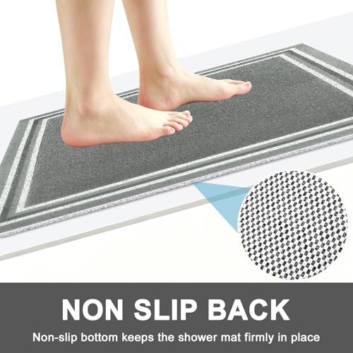 Non Slip Shower Bathtub Mat:36x16 Inch Bathtub Mat Non Slip with Drain, Soft Loofah Shower Mats for Inside Shower, Anti Slip Shower Mat - color: Dark Gray, size: 36" x 16" (Rectangular)
