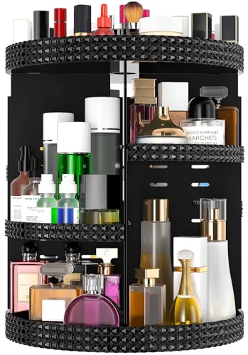 360 Degree Rotating Makeup Organizer for Vanity, Extra Large Capacity Beauty Organizer, Adjustable DIY 7 Layers Perfume Organizer, Skincare Organizers Fits AII Cosmetics and Accessories(Black) - color: Black, size: XL