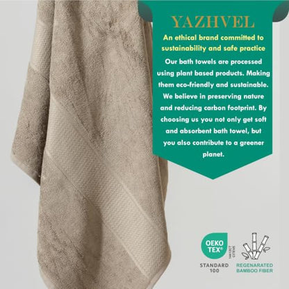 Bamboo Viscose Bath Towel Set Terry - Pack of 6 - Taupe - 30 x 60 in – 60% Viscose Derived from Bamboo 40% Cotton – 730 GSM Plush & Soft Feel - Oeko-TEX Certified - Spa-Luxe Drying Comfort - color: Taupe