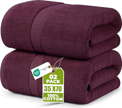 Utopia Towels Luxurious Jumbo Bath Sheet 2 Piece, 600 GSM, 35 by 70 Inches, 100% Ring Spun Cotton, Highly Absorbent and Quick Dry Extra Large Bath Towel, Super Soft Towel, Burgundy - color: Burgundy, size: 2 Piece Bath Sheet