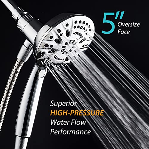 AquaDance New Magnetic Docking 8-setting High Pressure Handheld Shower Head | Space-age Magnetic Guidance Bracket System, Giant 5-inch Face, Extra-long 72-inch Stainless Steel Hose - All Chrome Finish - color: All Chrome