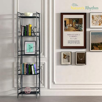 Nature's Rhythm 5-Tier Metal Storage Rack, Adjustable Garage Shelving Metal Shelving Unit(12.84 x 11.27 x 57.52inch, Black) - size: 5-Tier