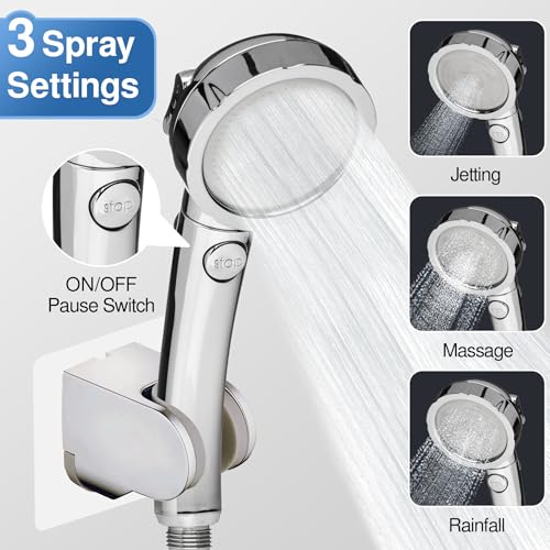 RV Shower Head with hose Camper Shower Head hand held long hose Portable Holder Suction Cup Handheld Hand Held High Pressure Water RV Camper Replacement Filtering Wall Mount Removable