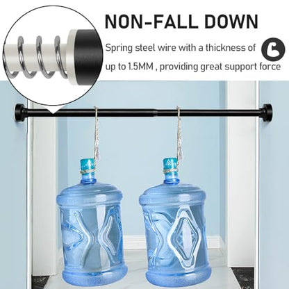 Matte Black Adjustable Spring Tension Shower Curtain Rod 31-58" – No Drilling Required, Easy Installation, Anti-Slip ABS Base, Phosphating & Electrostatic Coating, Holds Up to 66 lbs, for Bathrooms - size: 31"-58"
