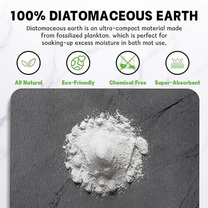 Stone Bath Mat,Diatomaceous Earth Shower Mat,Fast-Drying Stone Bathroom Floor Mat,Absorbent Non-Slip Diatomite Mats for Bathtub,Grey Marble - color: Grey Marble-24*16-1 Pack