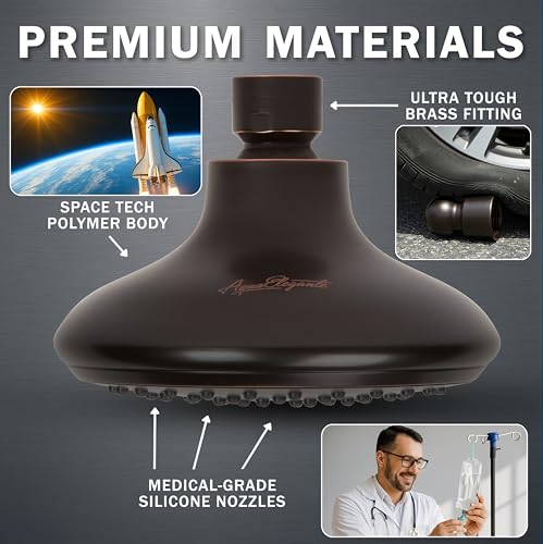 High Flow Shower Head - 2.5 GPM - Oil-Rubbed Bronze | 4 Inch Wall Mount Water Saving Bathroom Showerhead Nozzle For Boosting Low Pressure Showers With Adjustable Brass Ball Joint - color: Oil Rubbed Bronze