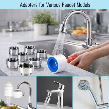 7 PCS Female Thread Faucet Adapter Kit, Sink Faucet Aerator Adapter | Female Thread Sink Adapter: M18.5, M20, M21, M22, M24, G1/2 and 3/4 GHT to M22 Male, Faucet Connector with Washer, PTFE Tape
