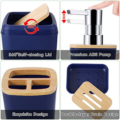 24PCS Bathroom Sets with Shower Curtain and Rugs, Navy Blue Bathroom Accessories Set Navy Blue Shower Curtain Set Bathroom Accessories with Bathroom Trash Can - size: Bath Set+Shower Curtain+Bath Rugs, style: Navy Blue