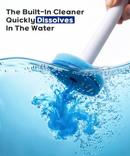 Disposable Toilet Brush with 32 Refills Deep Cleaning Touch Free | Auto Lid Opener Wall-Mounted Toilet Wand Kit for Deep Cleaning Bathroom Touch Free Access Toilet Bowl Cleaner