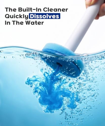 Disposable Toilet Brush with 32 Refills Deep Cleaning Touch Free | Auto Lid Opener Wall-Mounted Toilet Wand Kit for Deep Cleaning Bathroom Touch Free Access Toilet Bowl Cleaner