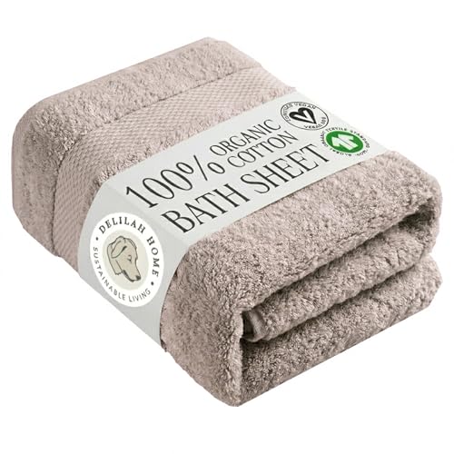 Delilah Home 100% Organic Turkish Cotton Bath Towel, 700 GSM Luxury Spa & Hotel Quality, Soft and Absorbent Bath Sheet - 1 Pack 36x72 (Natural) - color: Natural, size: Bath Sheet