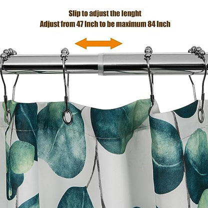 Heavy Duty Shower Rod, Adjustable Shower Curtain Rod, Expandable 47-84 Inch, Permanent Mount Shower Rod, Never Rust Stainless Steel For Window Curtain and Closet, Chrome Plated - color: CHROME PLATED