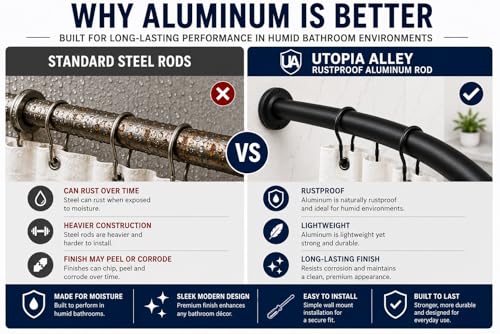Utopia Alley Signature Aluminum Series Double Curved Shower Curtain Rod, Adjustable 45-72 Inch, Rustproof Aluminum, Dual Rod Design, Separates Curtain & Liner, Adds 8 Inches More Space, Brushed Nickel - color: Brushed Nickel