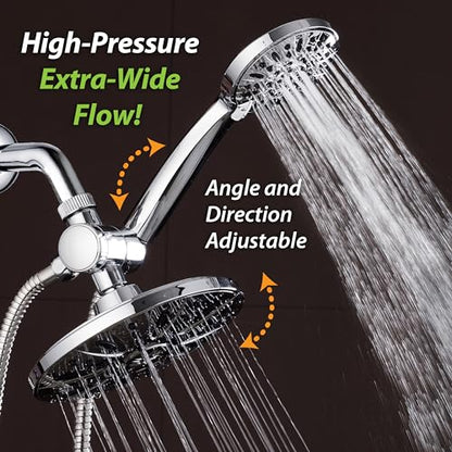 AquaDance 7" Premium High Pressure 3-Way Rainfall Combo Combines The Best of Both Worlds-Enjoy Luxurious Rain Showerhead and 6-Setting Hand Held Shower Separately or Together, Chrome | Enjoy Luxury 7-inch Showerhead & 6-mode Hand Shower Separately or Toge
