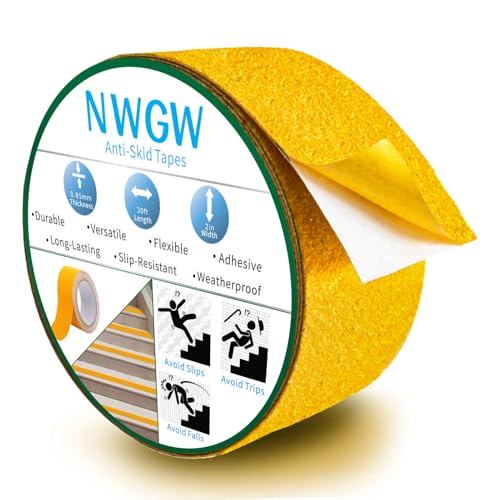 Anti Slip Tape 2" x 30FT, Light Yellow Heavy Duty Waterproof Non-Slip Safety Traction Grip Tape for Indoor Outdoor Stairs, Steps, Ramps, Walkways and Pool - color: Yellow, size: 2 IN