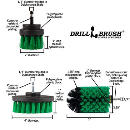 Drill Brush Power Scrubber by Useful Products - Drillbrush Oven Cleaner Brush Set - Kitchen Cleaning Brush Drill Brush Set - Kitchen Accessories - Drill Brush Attachment Countertop Scrubber Brush Set - color: Green