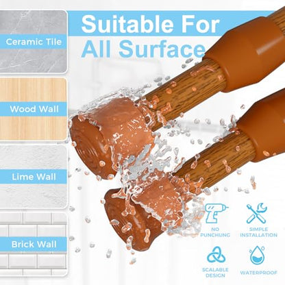 Spring Tension Curtain Rod Short Tension Rod (Wood,12" to 19"-2Pcs) - color: Wood, size: 12" to 19"-2Pcs