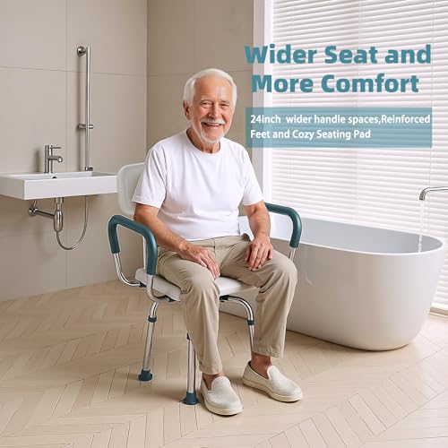 Swive Shower Chair with Arms and Back, 400 lbs Heavy Duty Shower Seat for Inside Shower Stall and Bathtub, Height Adjustable Safety Bath Seat for Elderly, Adults, Handicap and Disabled - size: 400lbs Shower Chair