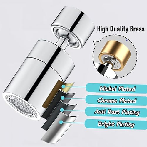 Kitchen and BasinTap Spray Head,360° Swivel Dual-Function Sprayer,80-Degree Big Angle Swivel Faucet Aerator,Faucet Extension Sprayer,Kitchen Faucet Aerator Splash Proof Spout (short style)