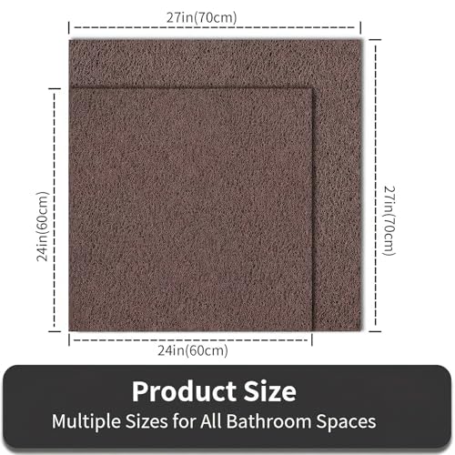 Square Shower Mat Non Slip, 27 x 27 Inch Anti Slip Shower Mat Without Suction Cups, Quick Drying Foot Scrubber PVC Loofah Bath Mats for Bathroom, Tub, Wet Area - color: Brown, size: 27" x 27" (Square)