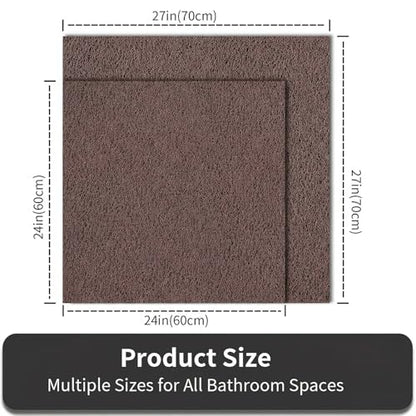 Square Shower Mat Non Slip, 27 x 27 Inch Anti Slip Shower Mat Without Suction Cups, Quick Drying Foot Scrubber PVC Loofah Bath Mats for Bathroom, Tub, Wet Area - color: Brown, size: 27" x 27" (Square)