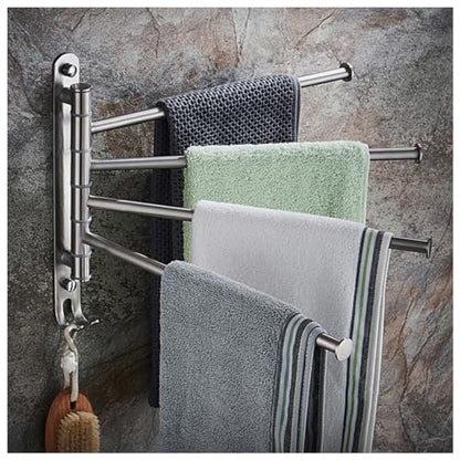 ZHOUXIAO Premium Stainless Steel Swing Out Towel Bar/Swivel Towel Racks for Bathroom Kitchen, Brushed Towel Bar Folding Arm Swivel Hanger Bathroom Storage Organizer Wall Mou 6Bars