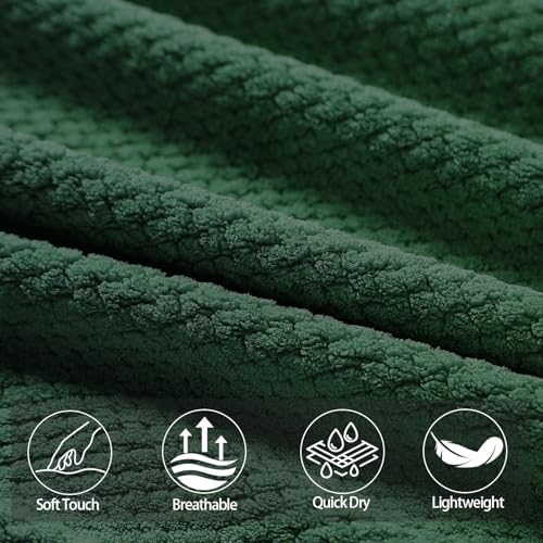 Bath Towel Set of 8,Large Bath Sheets 35"x70"-Dark Green | Super Soft Microfiber, Lint Free & Quick Dry Towels for Bathroom,Gym,Hotel–2 Bath,2 Hair,2 Hand,2 Washcloths - color: Dark Green, size: 8Piece Towel Set