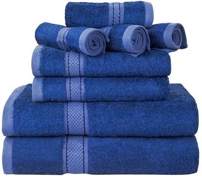 Bath Towel Set 8 PCS (8, Navy) - color: Navy
