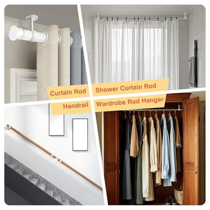 Alise Curtain Rod Holder Bracket 1-1/2''Dia,Closet Rod Holders Wall Mounted | Ceiling Mount Curtain Rod Flange Brackets,Curved Shower Curtain Rod Holder for Bathroom,Kitchen,Stainless Steel,White,4 Pcs - color: White Finish, size: 38mm/1-1/2 Inch Dia.