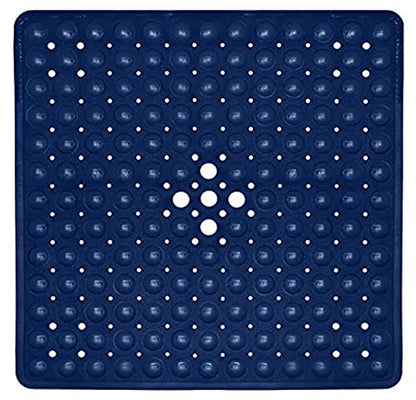 ENKOSI 21 x 21 inch Square Non-Slip Shower Mat – Anti-Slip Shower Mats for Inside Shower – Secure Grip for Shower Stall Floors – Quick-Dry with Drain Holes (21x21 Navy Blue) - color: Navy Blue