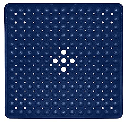 ENKOSI 21 x 21 inch Square Non-Slip Shower Mat – Anti-Slip Shower Mats for Inside Shower – Secure Grip for Shower Stall Floors – Quick-Dry with Drain Holes (21x21 Navy Blue) - color: Navy Blue