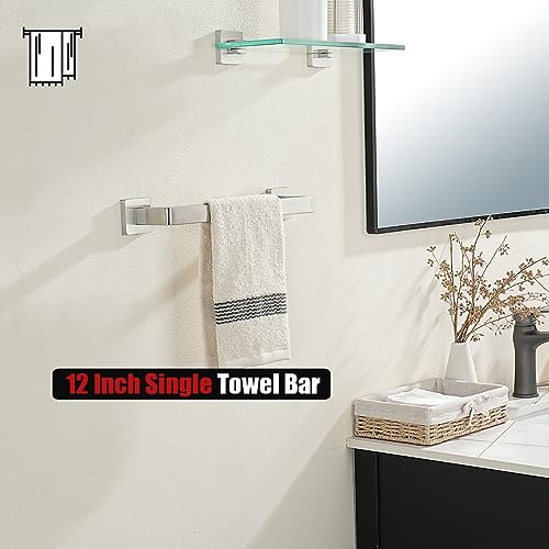 JQK Brushed Towel Bar, Rounded Edges 18.41 Inch Towel Rack, 304 Stainless Steel Bathroom Wall Mount, Useable Length 16 Inch, TB250L16-BN - color: Brushed Steel, size: 16.41 Inch