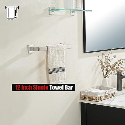 JQK Brushed Towel Bar, Rounded Edges 18.41 Inch Towel Rack, 304 Stainless Steel Bathroom Wall Mount, Useable Length 16 Inch, TB250L16-BN - color: Brushed Steel, size: 16.41 Inch