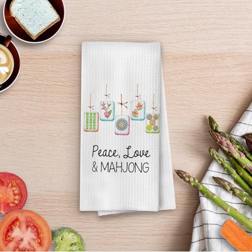 Mahjong Gifts Dish Towels - Mahjong Waffle Weave Kitchen Towels, Mah Jong Decorative Hand Towel, Hostess Gifts Tea Towel, 16×24 Inches - color: Mahjong- 02