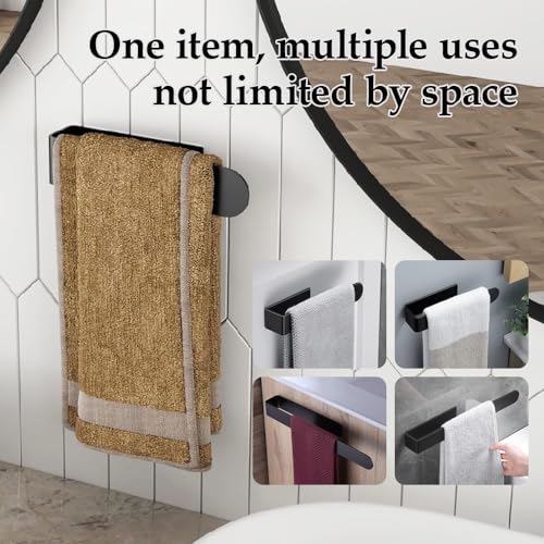 Hand Towel Holder, Self Adhesive Hand Towel Bar，Stainless Steel Bathroom Towel Racks Stick on Wall, Black - size: 14.5 Inch
