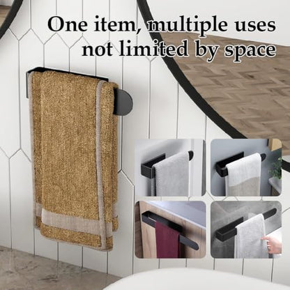 Hand Towel Holder, Self Adhesive Hand Towel Bar，Stainless Steel Bathroom Towel Racks Stick on Wall, Black - size: 14.5 Inch