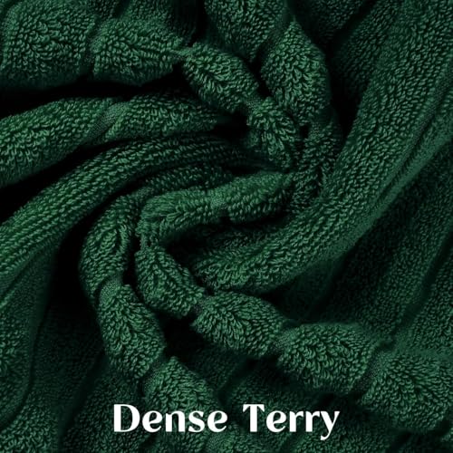 Jacquotha 2-Pack Hand Towels (Forest Green) Ribbed – Kitchen & Bathroom | Premium Cotton Towels 13” x 29”, Soft and Quick Drying 480 GSM - color: Forest Green