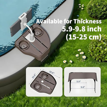 Takywep Adjustable Hot Tub Tray with Phone Holder, 10.6" Plastic Bathtub Drink Caddy with Cup Holders, Spa Table Hot Tub Accessories for Pool Outdoor Patio Relaxation - Cinnamon