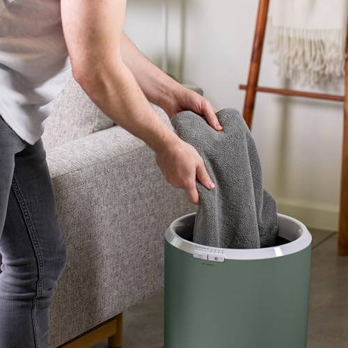 Zadro Large Hot Towel Warmer Bucket Timer Electric Towel Warmer for Bathroom Auto-Shut Off Heated Towel Warmer Spa (Large | 20L | 12" Dia. x 21" Tall, Bamboo/Dark Green) - color: Bamboo/Dark Green