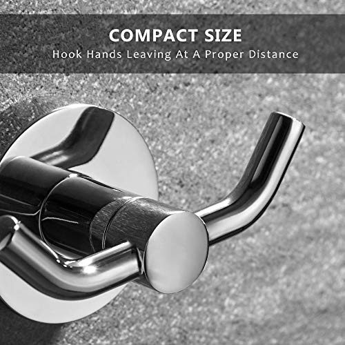 MARMOLUX ACC - Chrome Bathroom Hooks for Towels | Modern Double Towel Hook Design Ideal for use as Robe & Towel Hooks, Shower Wall Hooks or Kitchen Hooks | Towel Holder Double Hook Design. - color: Chrome